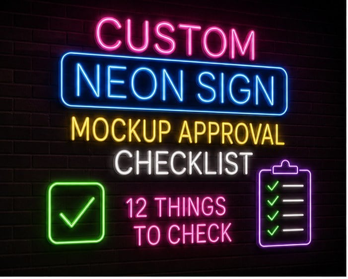 Custom Neon Sign Mockup Approval Checklist: 12 Things to Check Custom Neon Sign Mockup Approval Checklist: 12 Things to Check