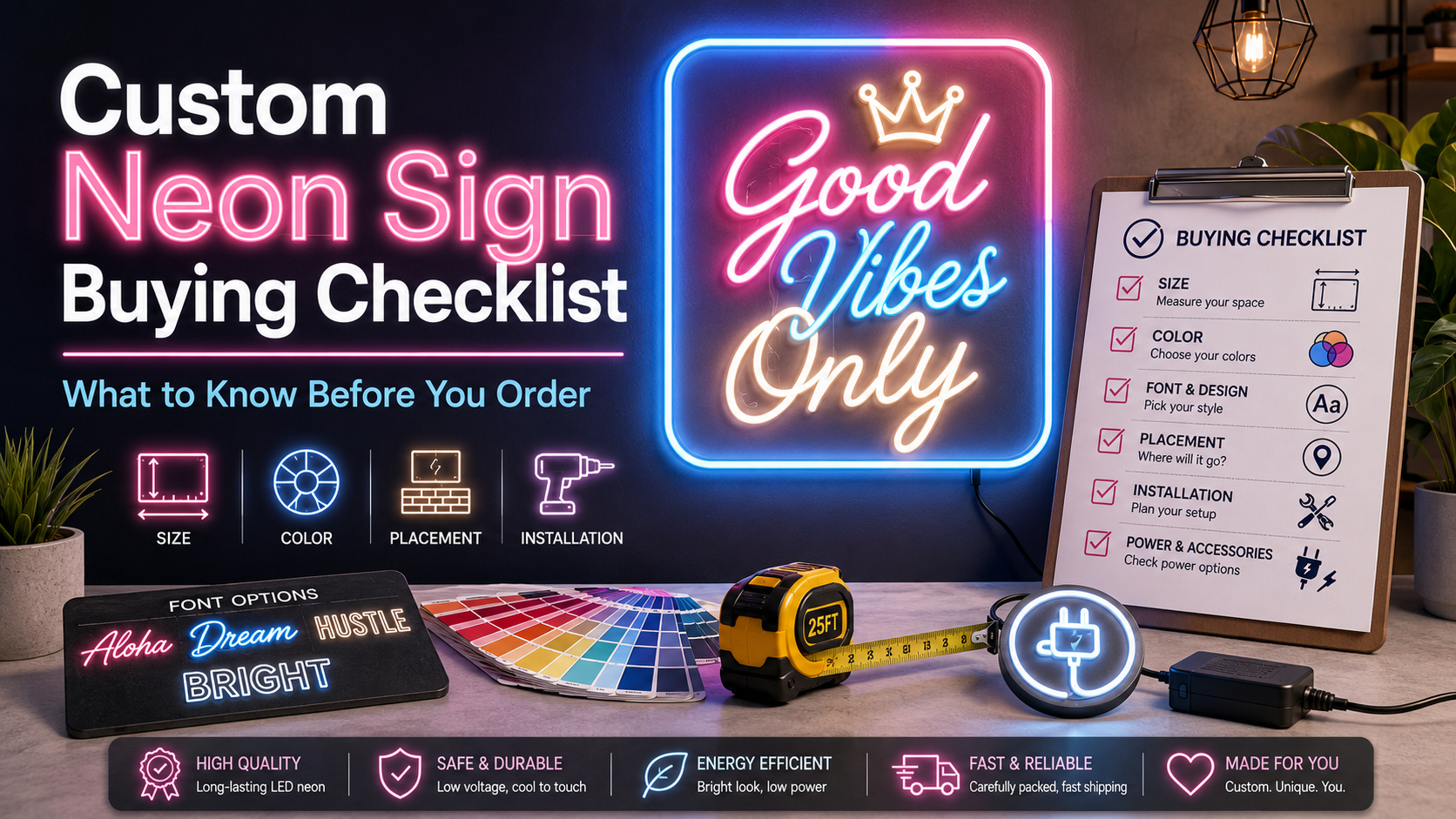 Custom Neon Sign Buying Checklist: What to Know Before You Order Custom Neon Sign Buying Checklist: What to Know Before You Order