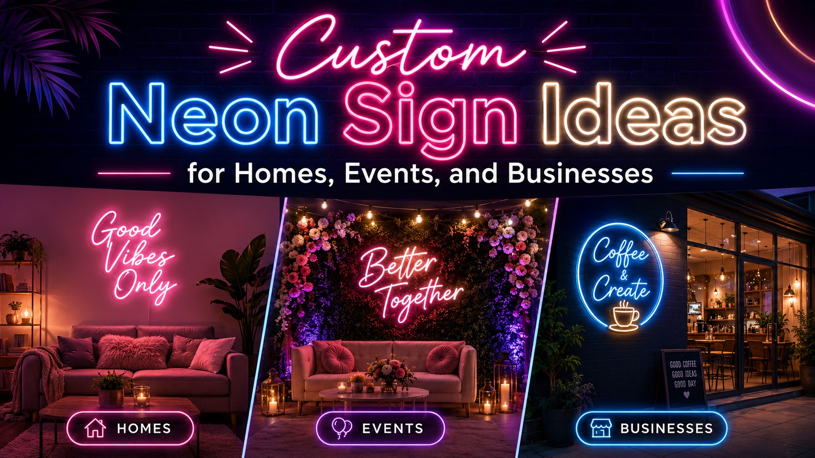 Custom Neon Sign Ideas for Homes, Events & Businesses Custom Neon Sign Ideas for Homes, Events & Businesses