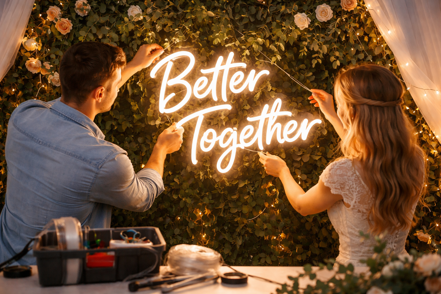 How to Hang a Neon Sign at a Wedding Safely and Securely