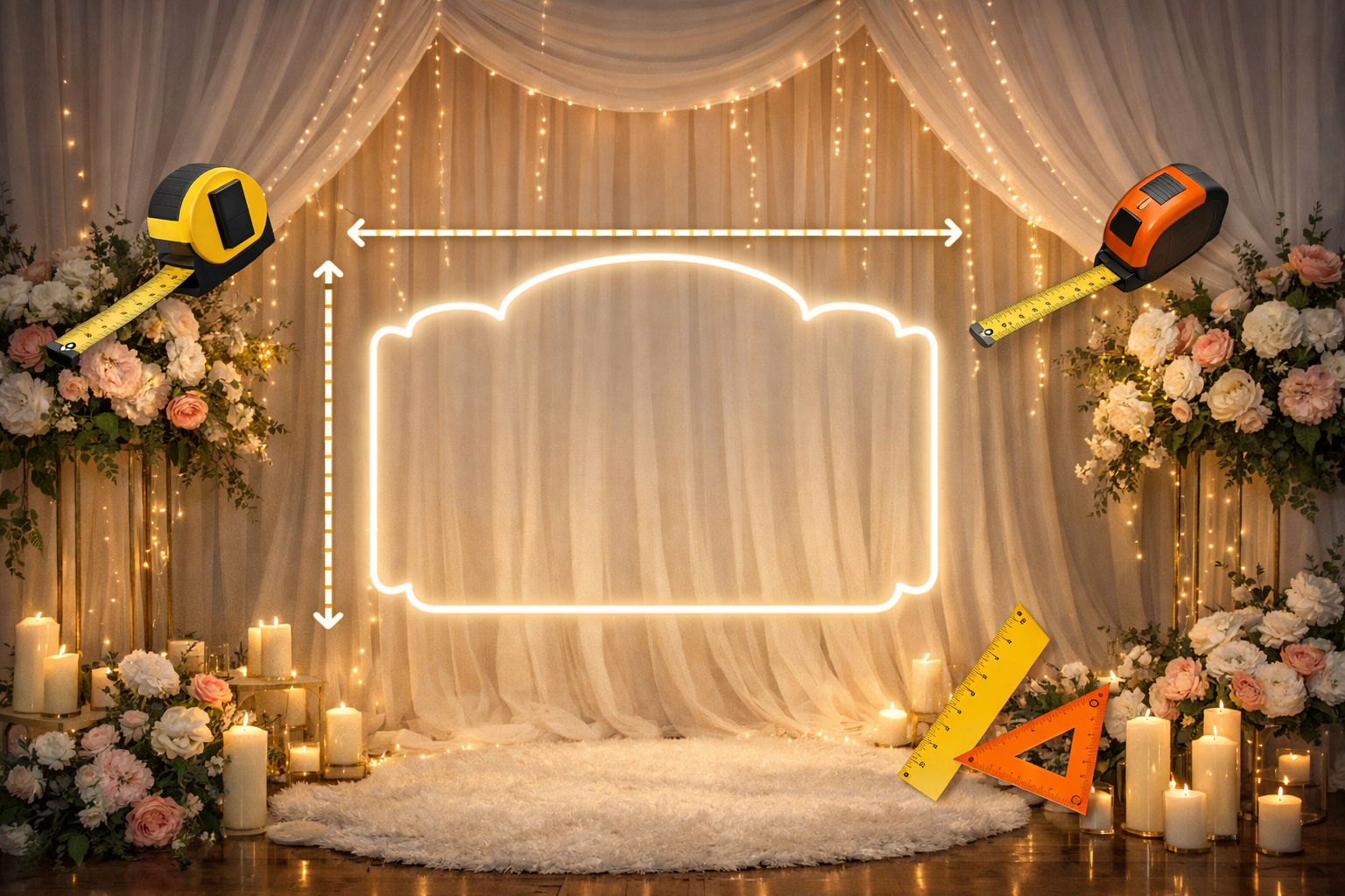 How Big Should a Neon Sign Be for a Wedding Backdrop or Stage