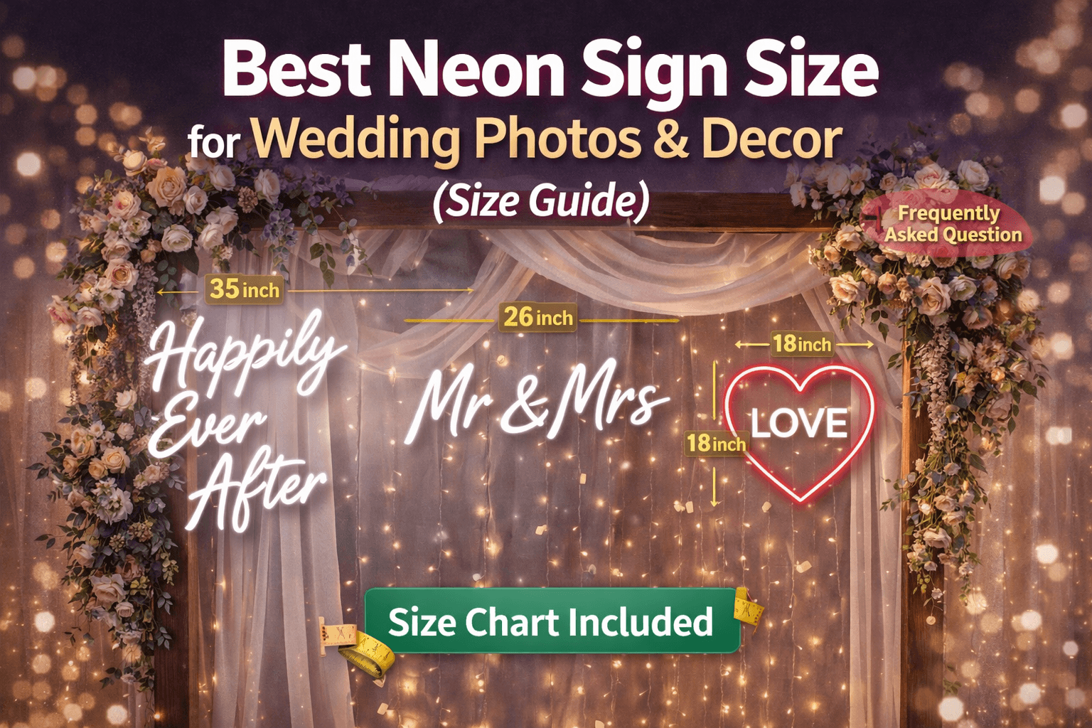 Best Neon Sign Size for Wedding Photos & Decor