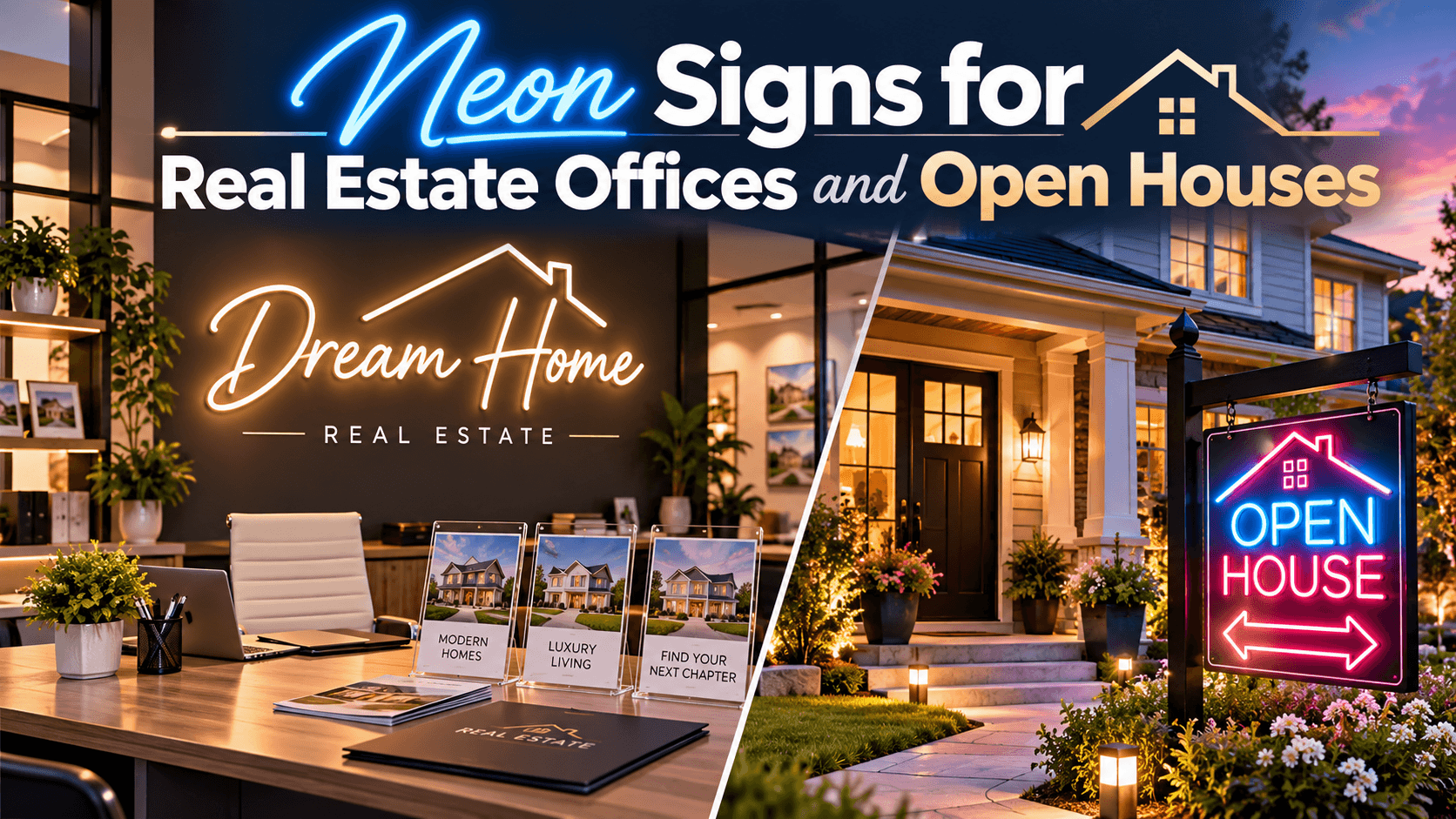 Neon Signs for Real Estate Offices and Open Houses