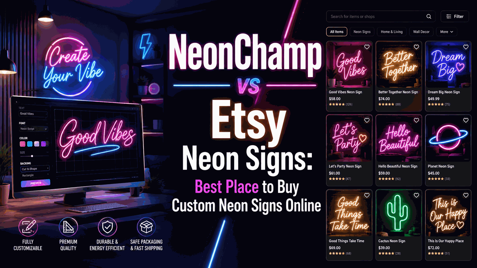NeonChamp vs Etsy Neon Signs: Best Place to Buy Custom Neon Signs Online NeonChamp vs Etsy Neon Signs: Best Place to Buy Custom Neon Signs Online