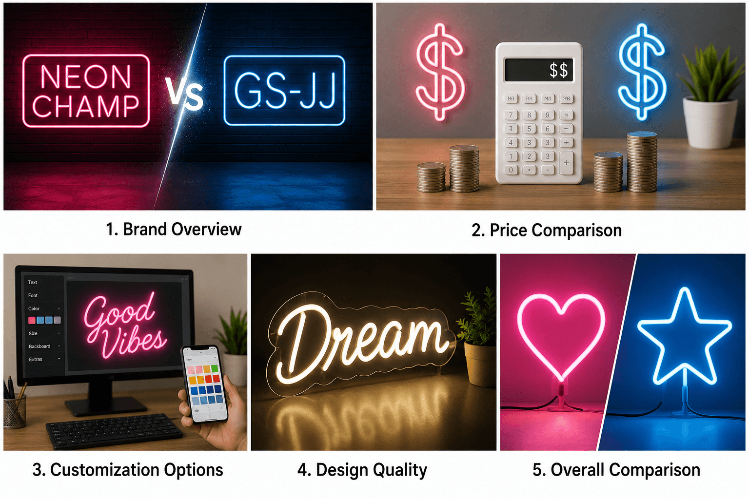 NeonChamp vs GS-JJ: Custom Neon Sign Brand Comparison NeonChamp vs GS-JJ: Custom Neon Sign Brand Comparison