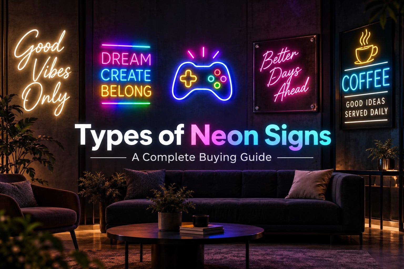Types of Neon Signs: Complete Buying Guide Types of Neon Signs: Complete Buying Guide